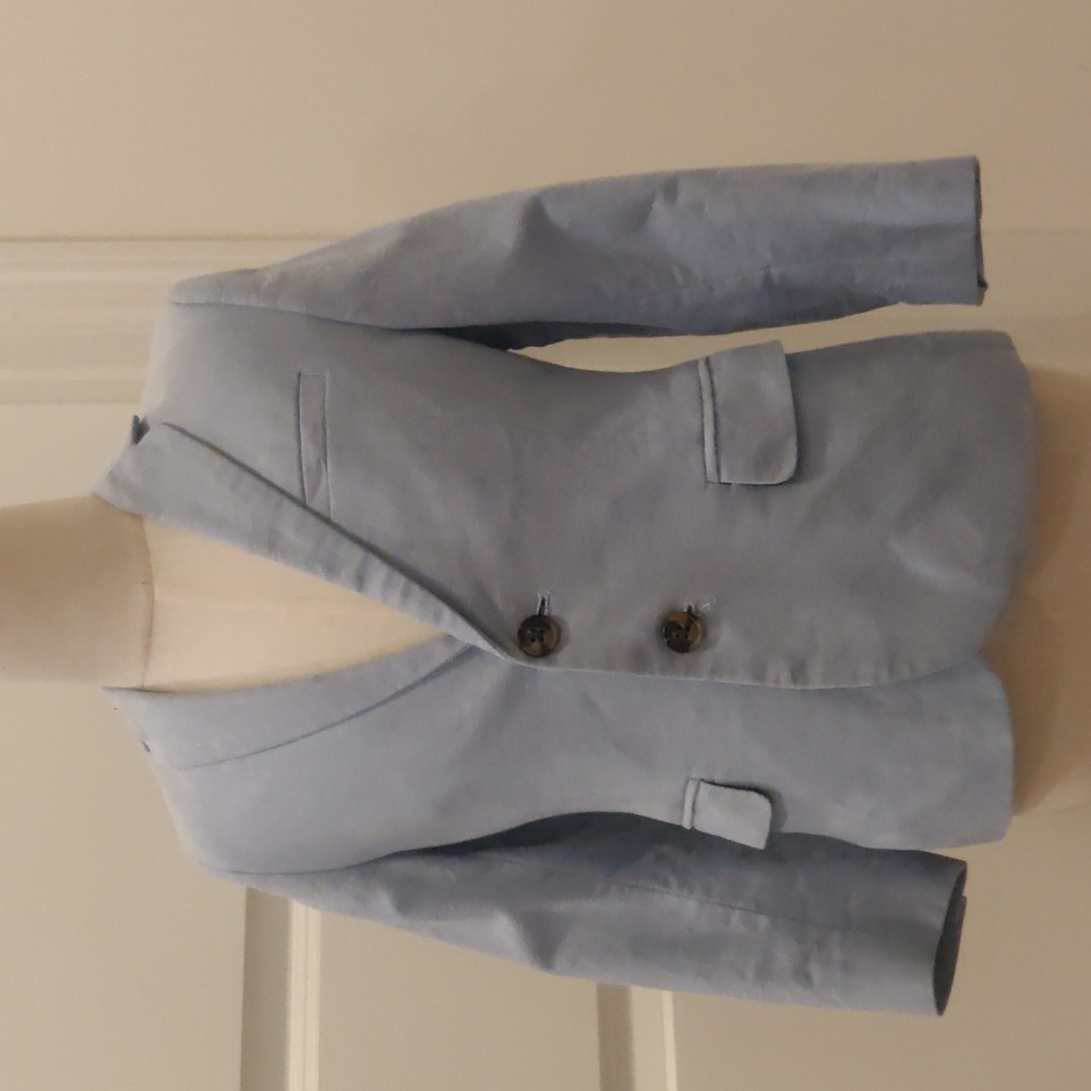 H&M Light Blue Boy Blazer Front Pockets Lined Soft Shoulder Pads Cotton Sz 5-6